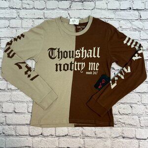 NWT On Fire Long Sleeve Shirt Top " Thou shall not try me " Graphic Women Size M